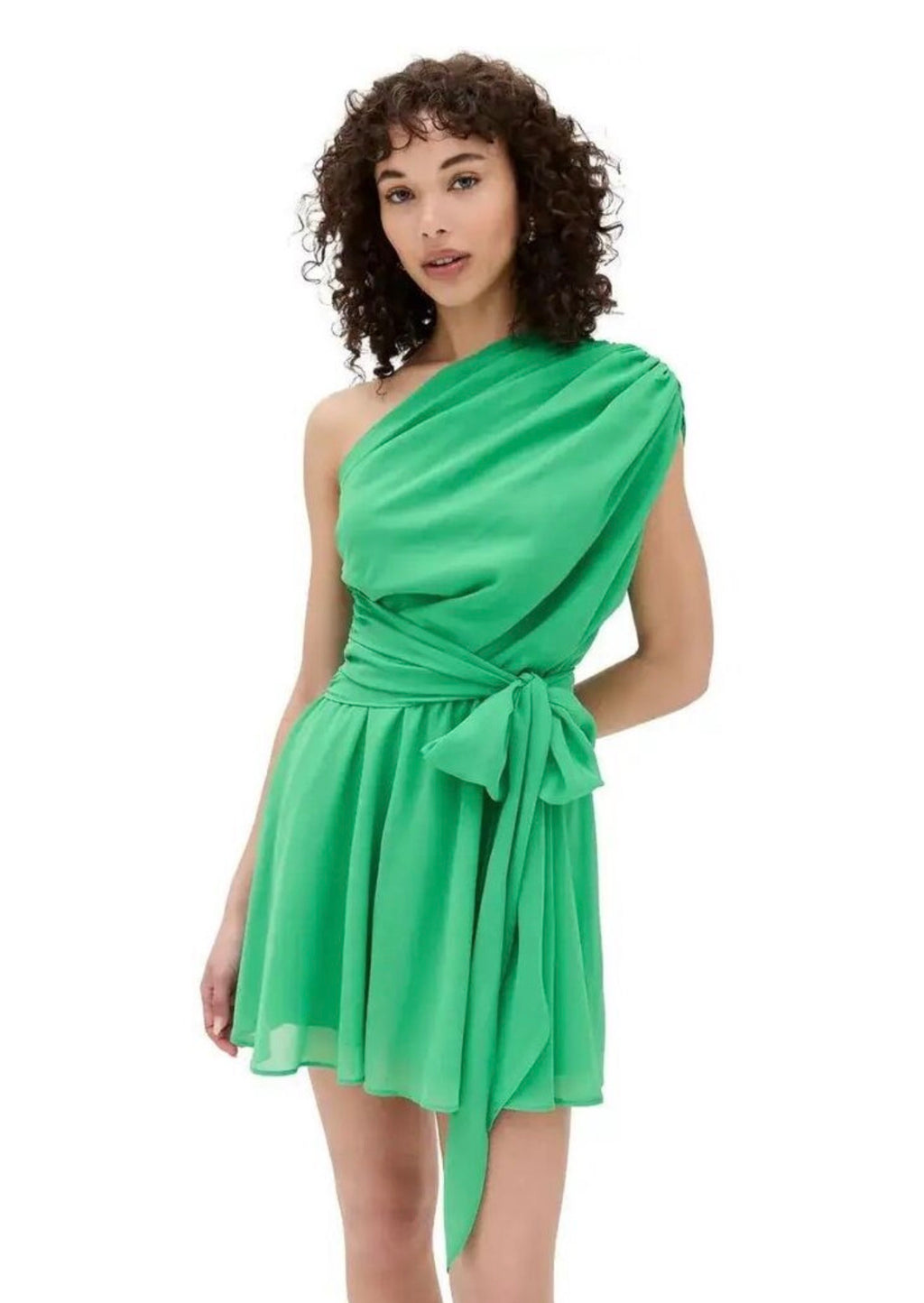 Amanda Uprichard Galleria Mini Dress Green Mantis One Shoulder Size Small $246