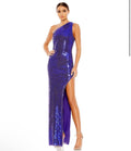 Mac Duggal Violet Sequined One Shoulder Asymmetrical Hem Gown Size 6 $398 10905