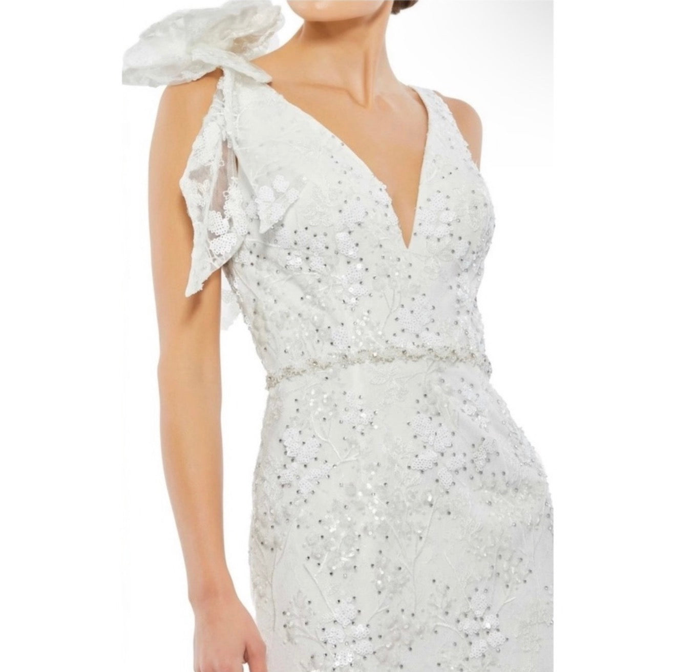 Mac Duggal 79337 Beaded Sequin Floral Tea Length Formal Gown Sz 2 $538