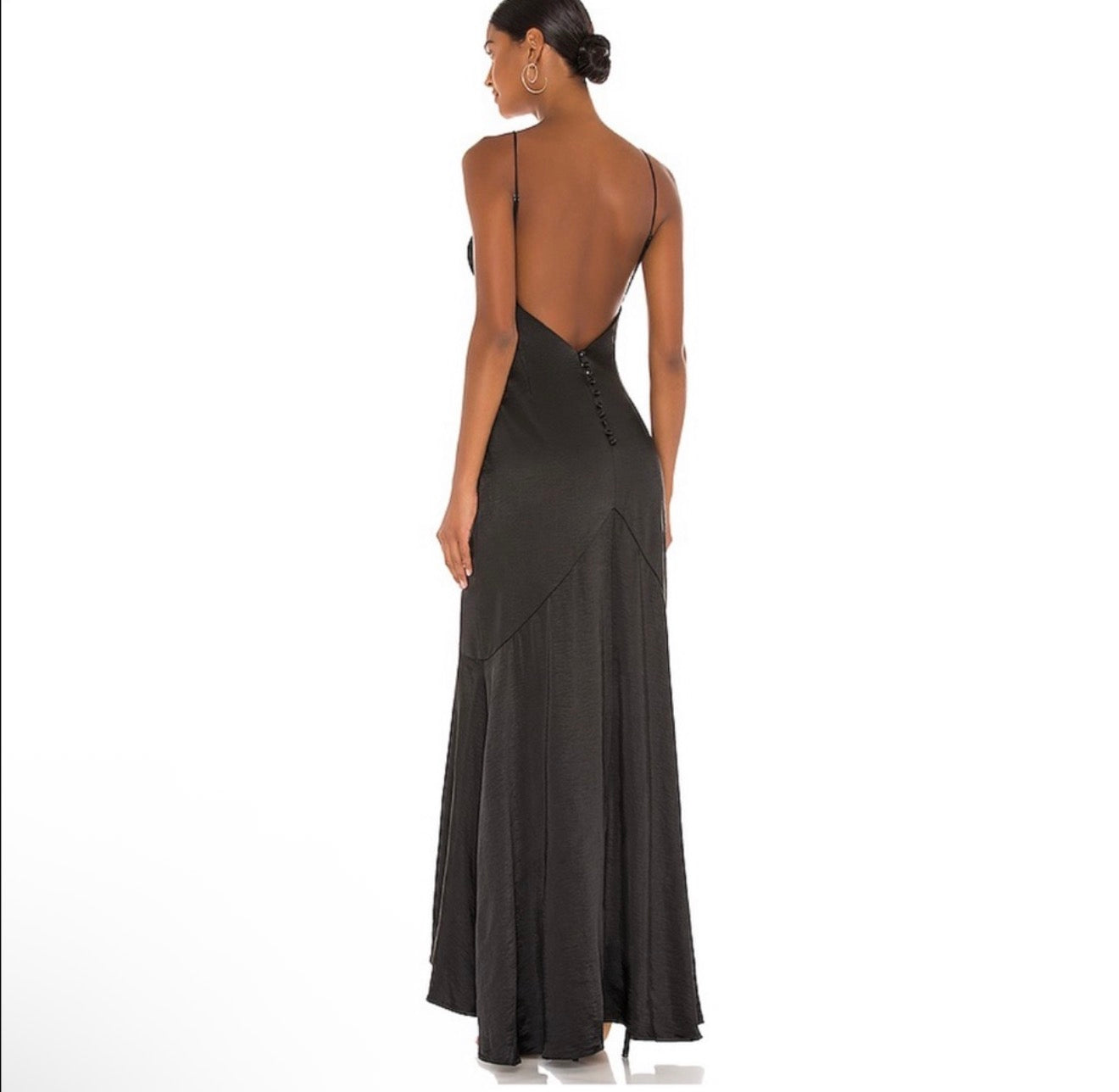 Elliatt Felecia Black Satin Maxi Gown sz Small $298