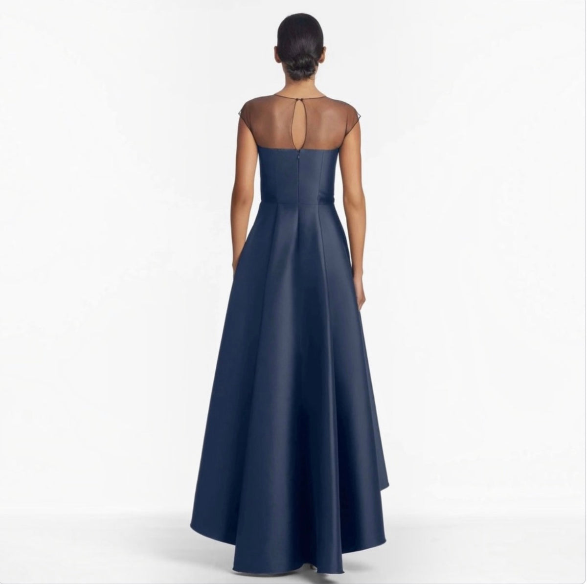 Sachin & Babi Blakely Gown Navy Hi-Lo Floral Detail Sz 14