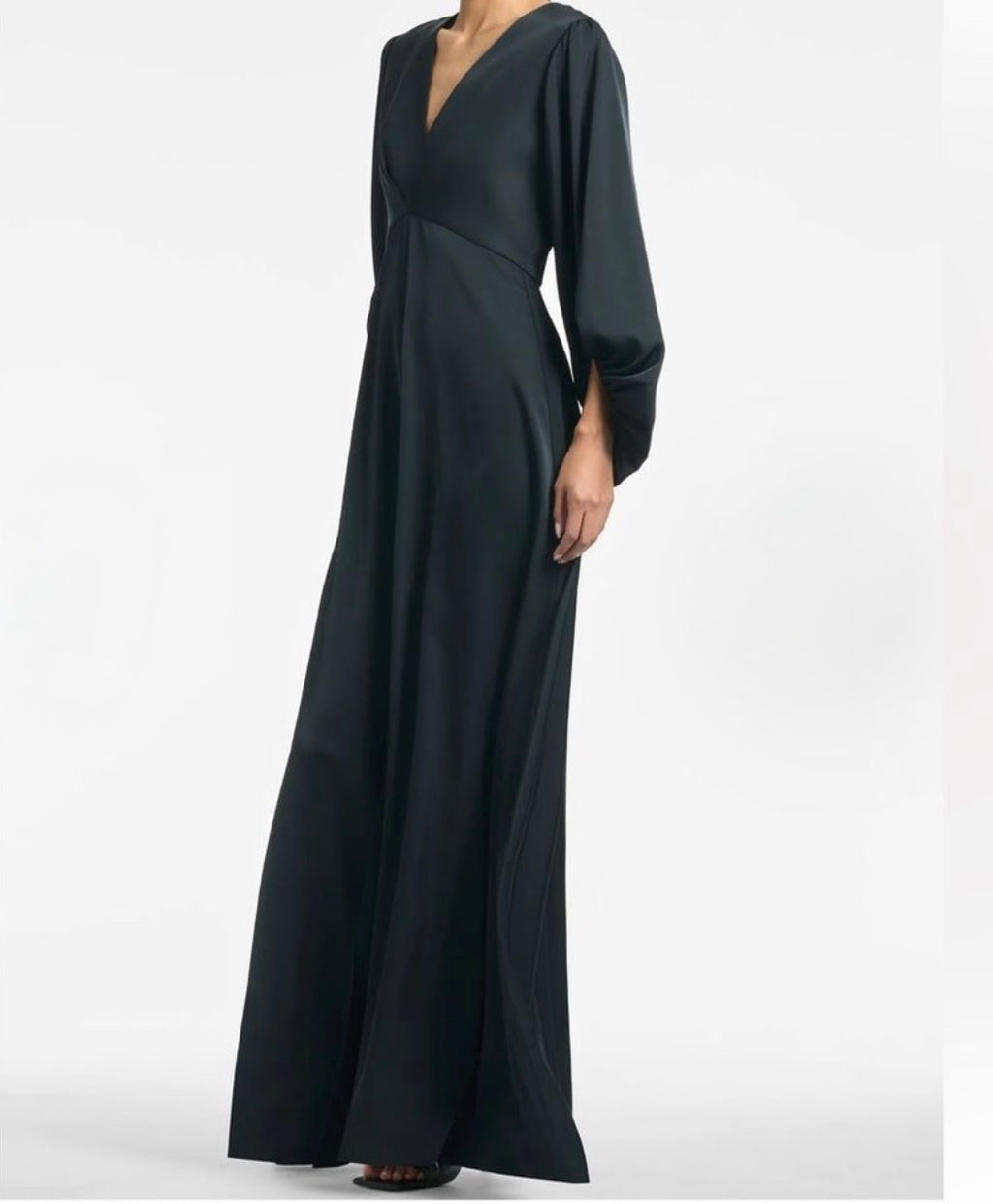Sachin & Babi Jenny Black Satin Crepe Gown Size 4 $795