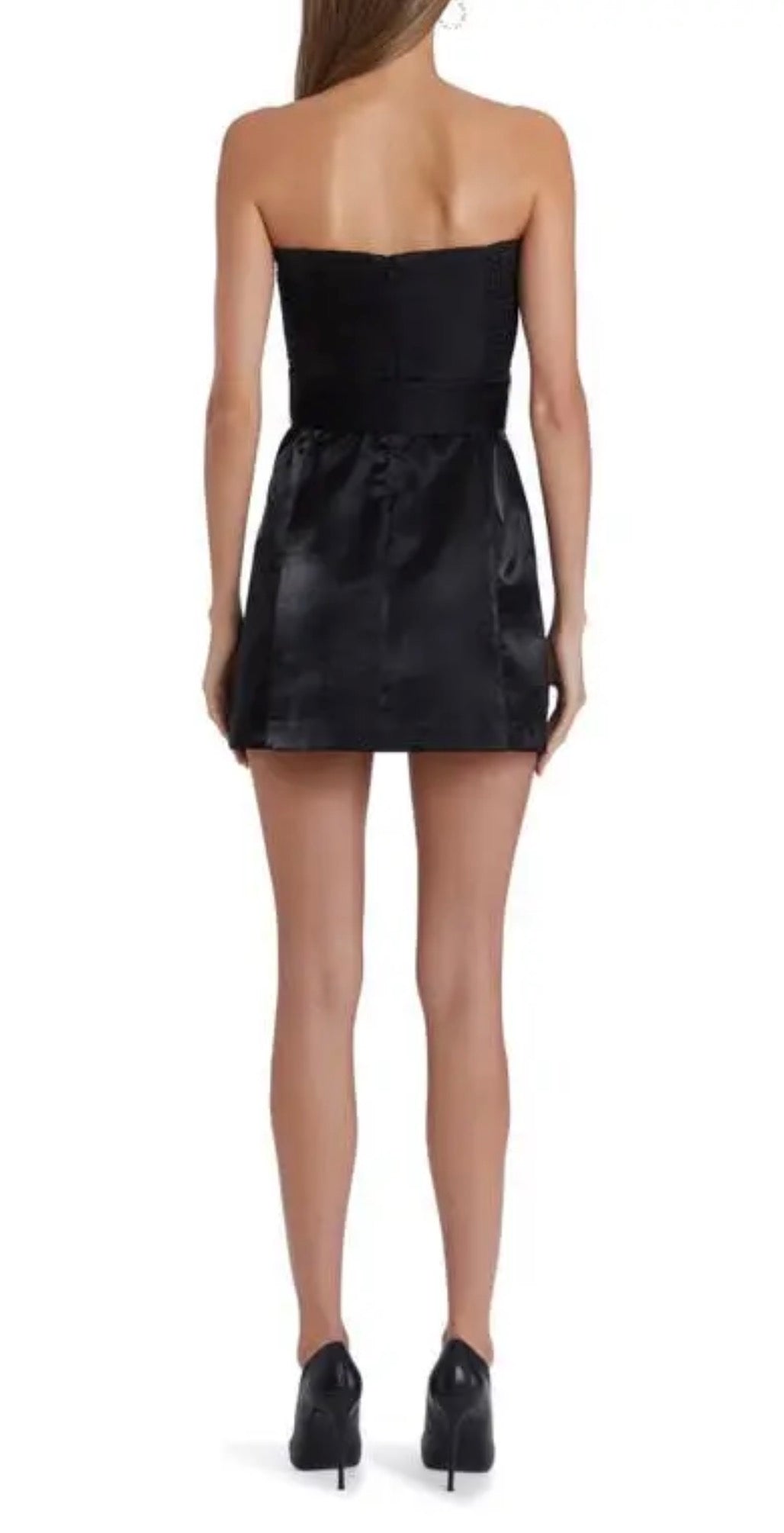 AMANDA UPRICHARD
Fae Strapless Satin Mini Dress Black Sz Medium $252