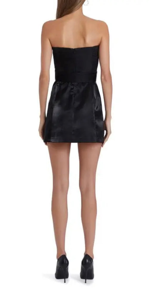AMANDA UPRICHARD
Fae Strapless Satin Mini Dress Black Sz Medium $252