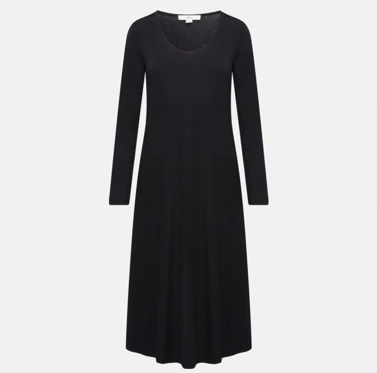 Vince Long Sleeve Scoop
Neck Black Midi Dress Black Sz Large $225