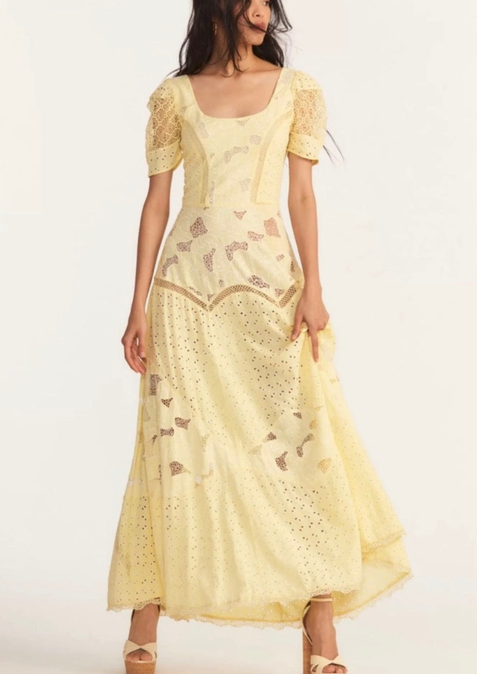 LoveShackFancy Nella Eyelet
Patchwork Maxi Dress Sz 2 $695