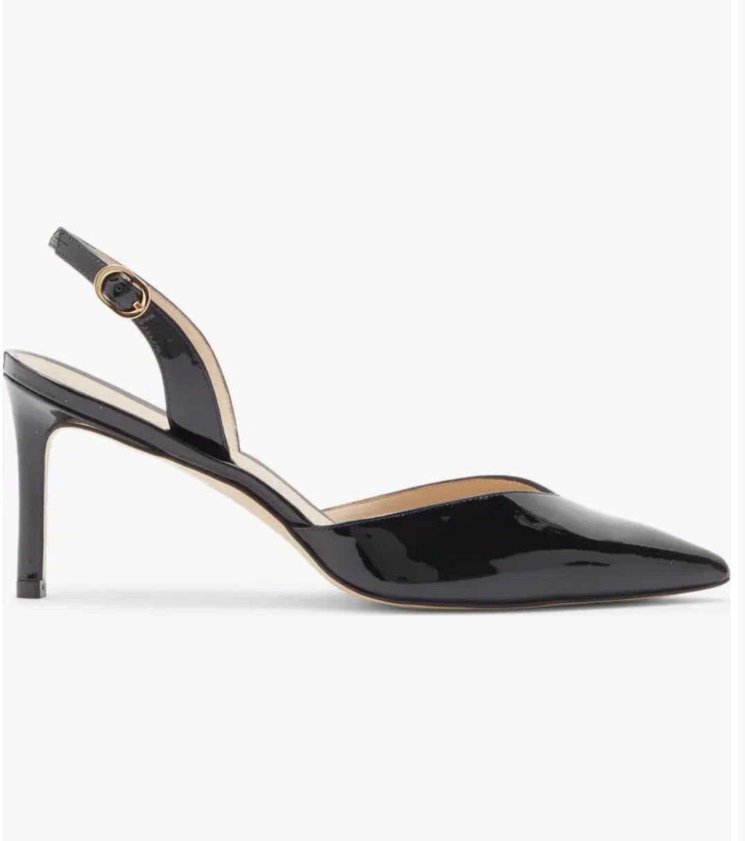 Stuart Weitzman Julia 75 Slingback Pump Black Patent Leather Sz 6.5 $495