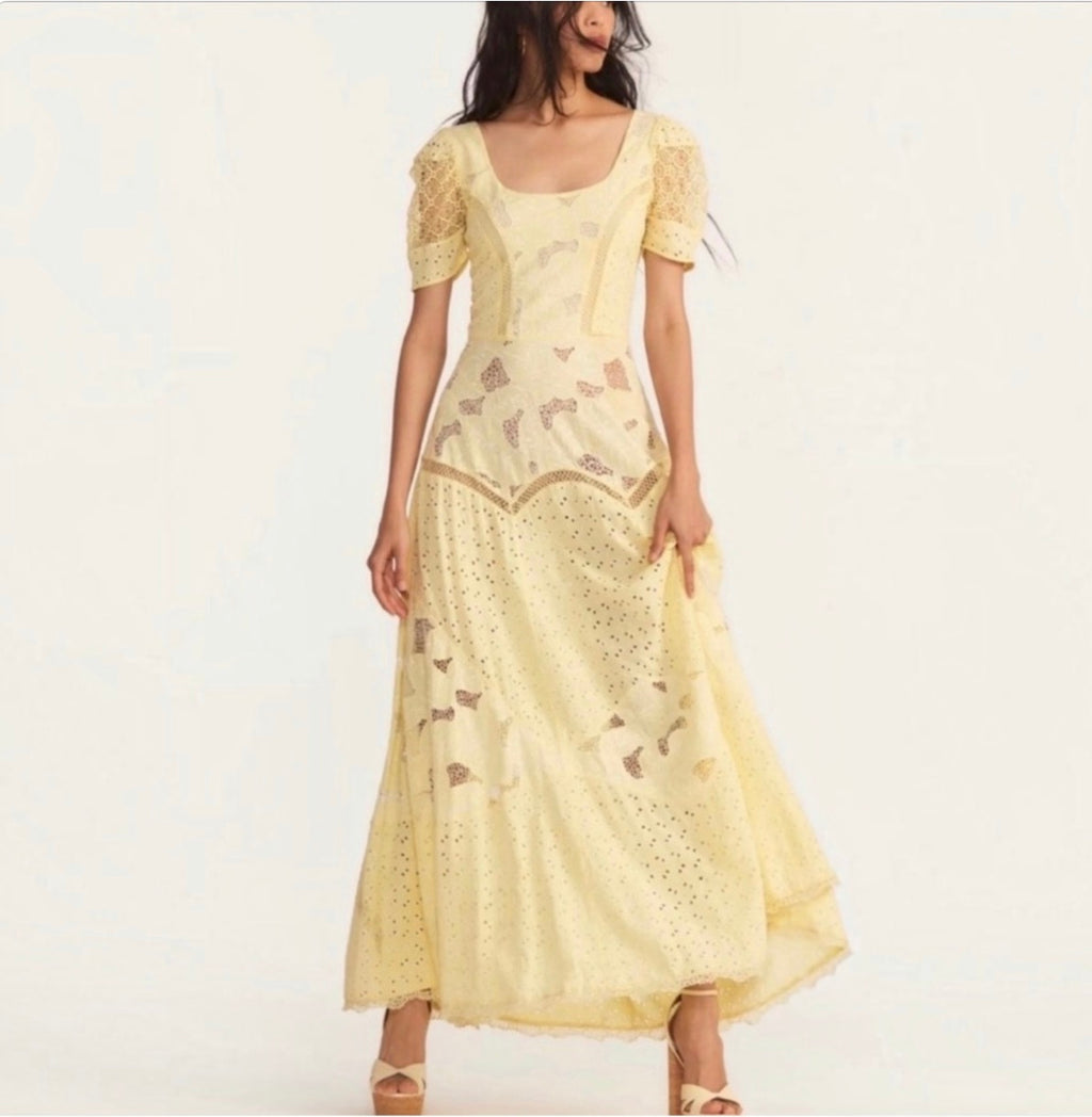 LoveShackFancy Nella Eyelet
Patchwork Maxi Dress Sz 2