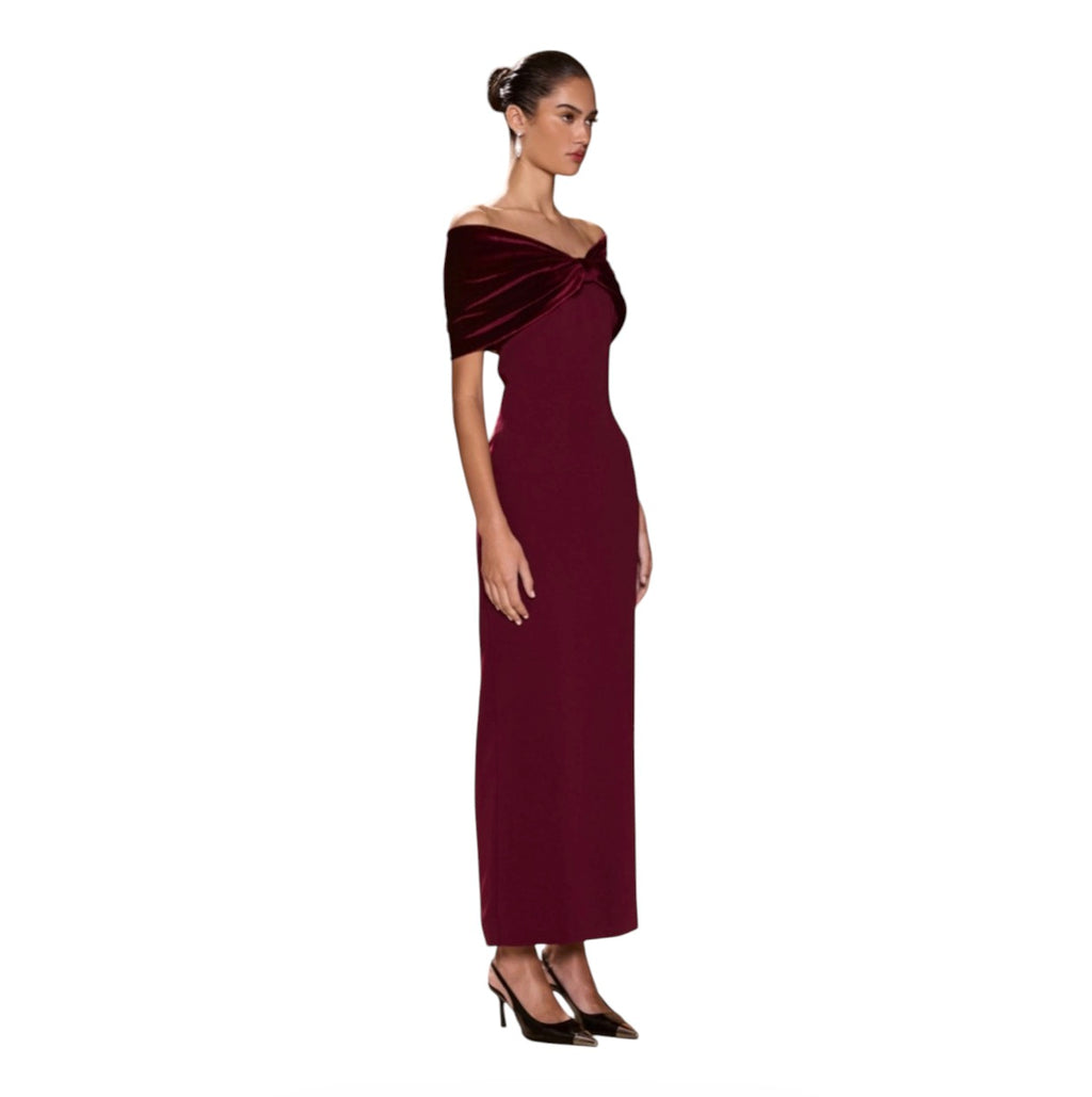 Sonya Moda Belluno Off-Shoulder Maxi Dress Redwood Size Large