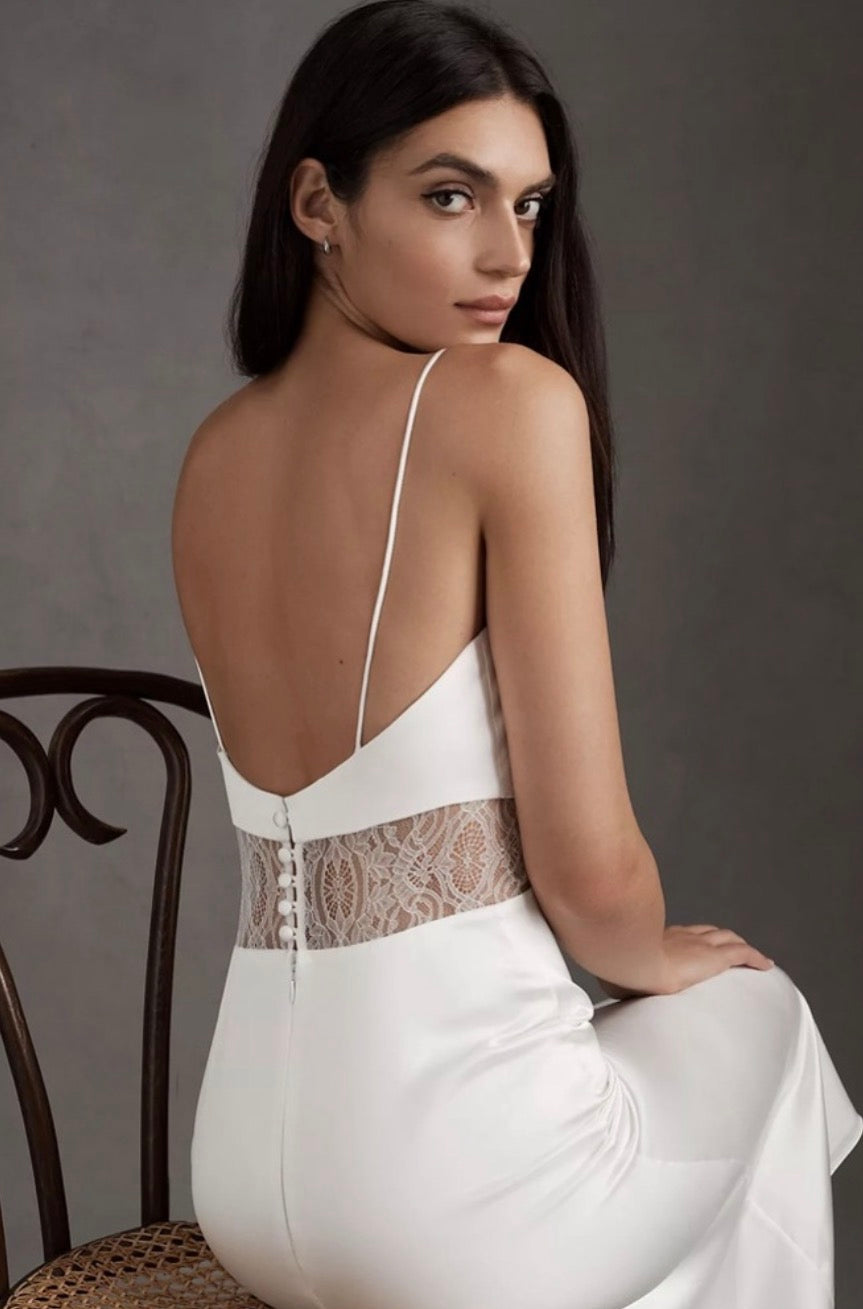 Sachin & Babi Jane Ivory Lace Cutout Midi Dress BHLDN Bridal Size 12 $295