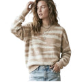 RAILS Women’s Virgo Camel Animal Stripe Cashmere Blend Sweater Size Large