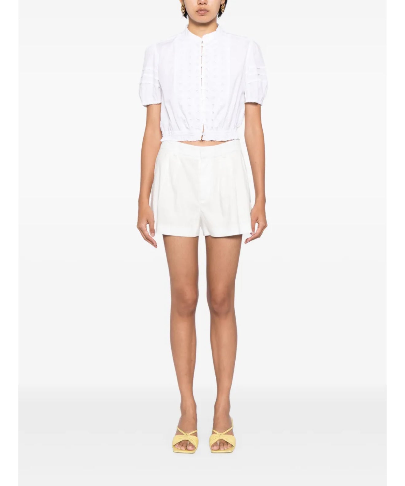Alice + Olivia CONRY LINEN PLEATED SHORT Off White Sz 8 $250