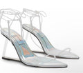 NIB Good American Cinder-F*cking Rella Wedge Sandal Shoes in Silver $195