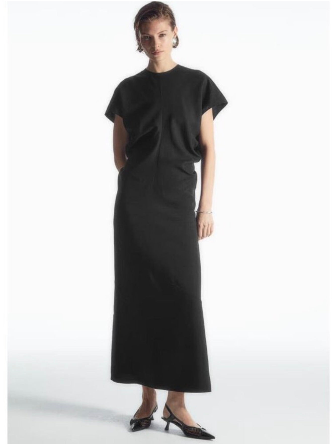COS Spiral Seam Maxi Dress Black Size 6