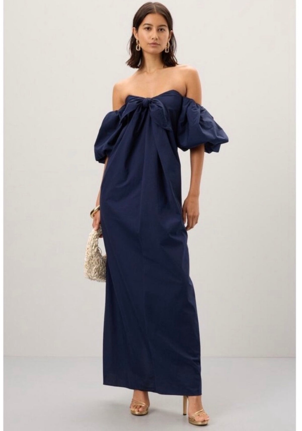 Caroline Constas Reyna Off the Shoulder Maxi Dress Navy XXS