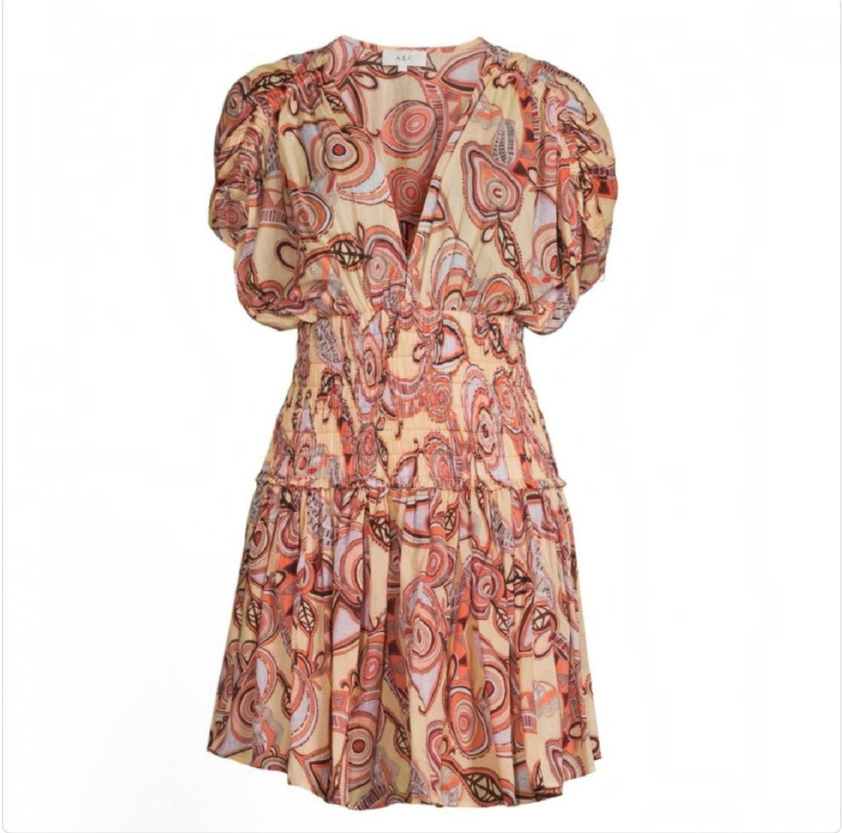 A.L.C.
Luna Print Smocked Mini Dress Sz 2
