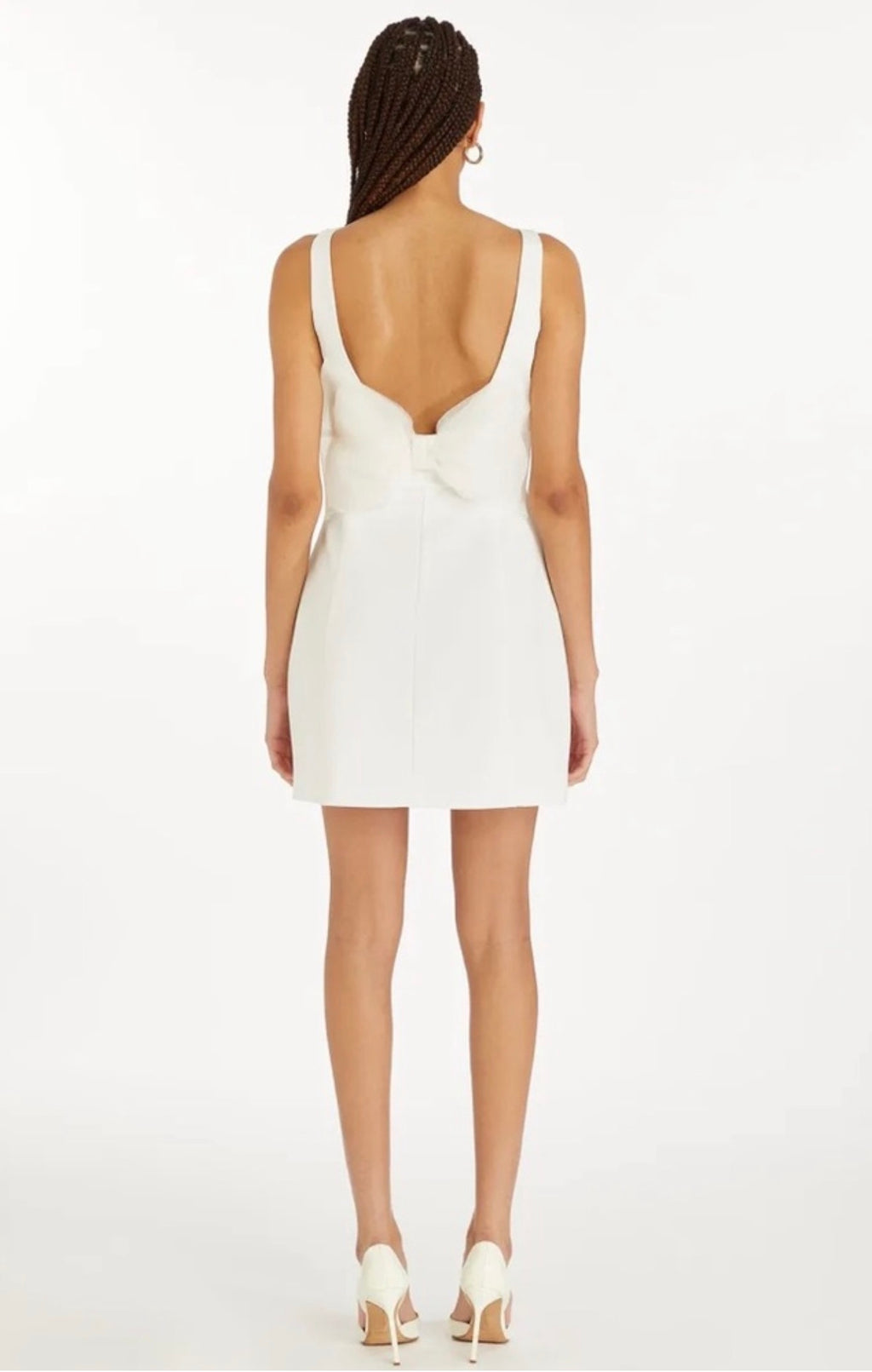 Amanda Uprichard Maribel Dress White Sleeveless Mini Bow Back Small $238