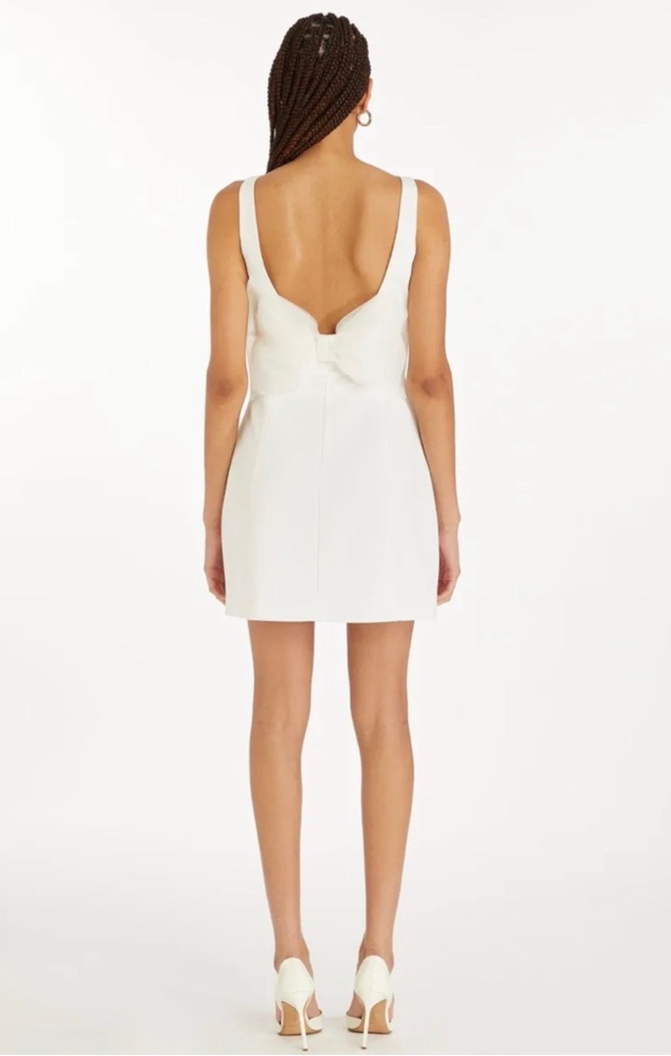 Amanda Uprichard Maribel Dress White Sleeveless Mini Bow Back Small $238