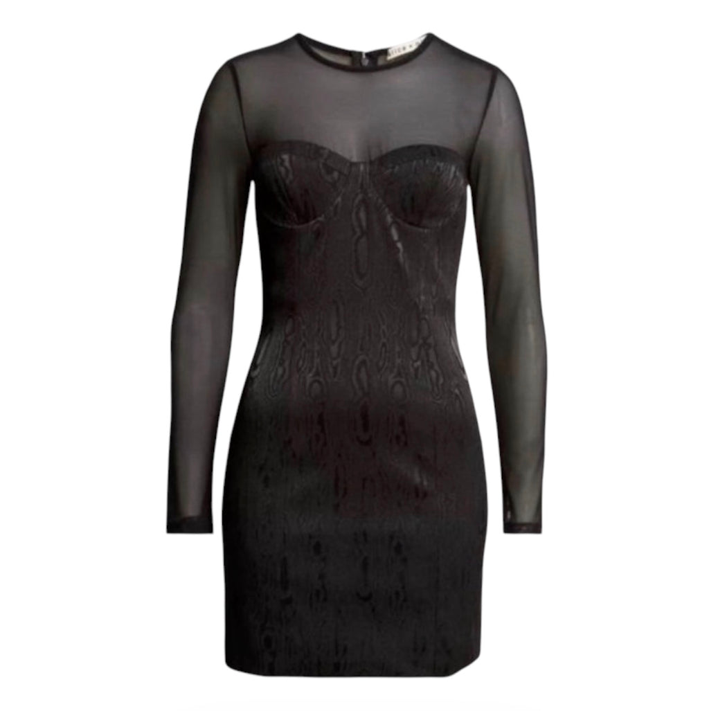 Alice + Olivia Takako Mesh
Long Sleeve Mini Dress Black Sz 2