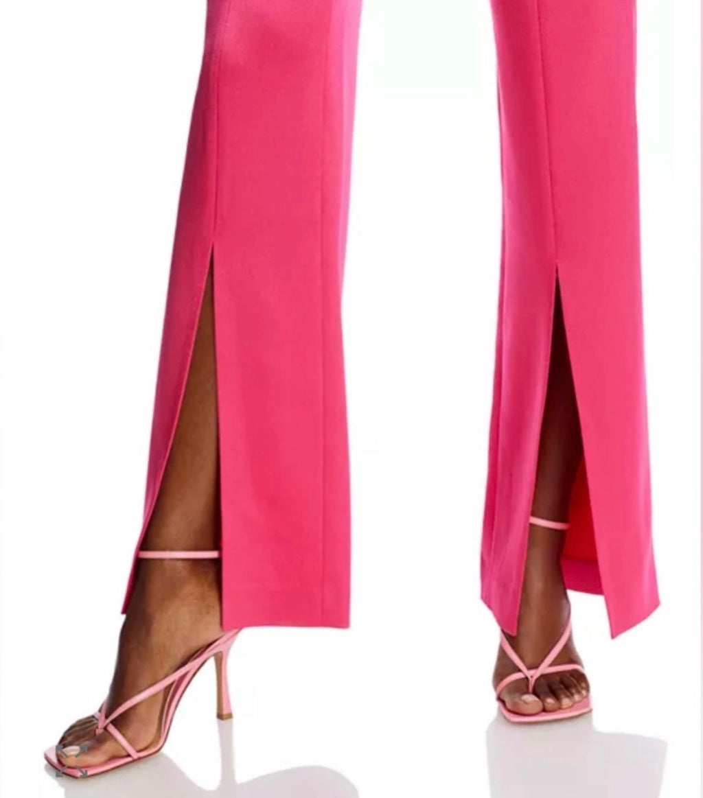 ALICE + OLIVIA Jody Satin High
Waist Slit Front Pants Pink Sz 8 $395