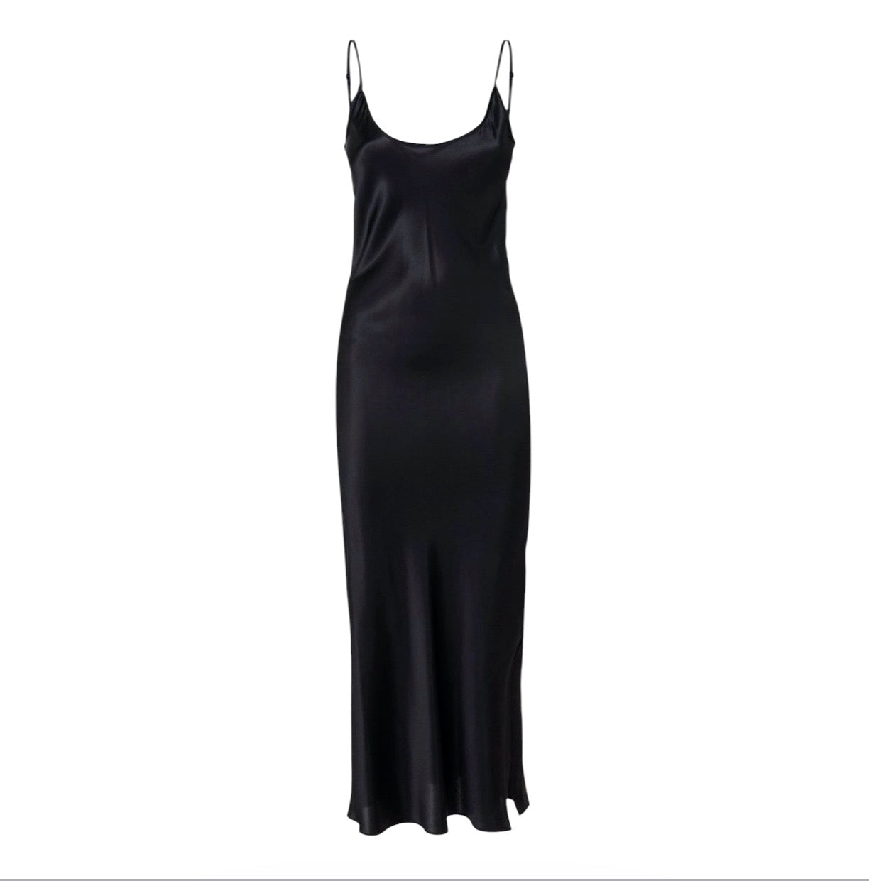 MOTHER OF ALL Kelly Stretch Silk Slipdress In Black