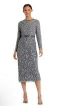 Mac Duggal 5521 Embellished Illusion Sheath Dress in Platinum Sz 8 $498