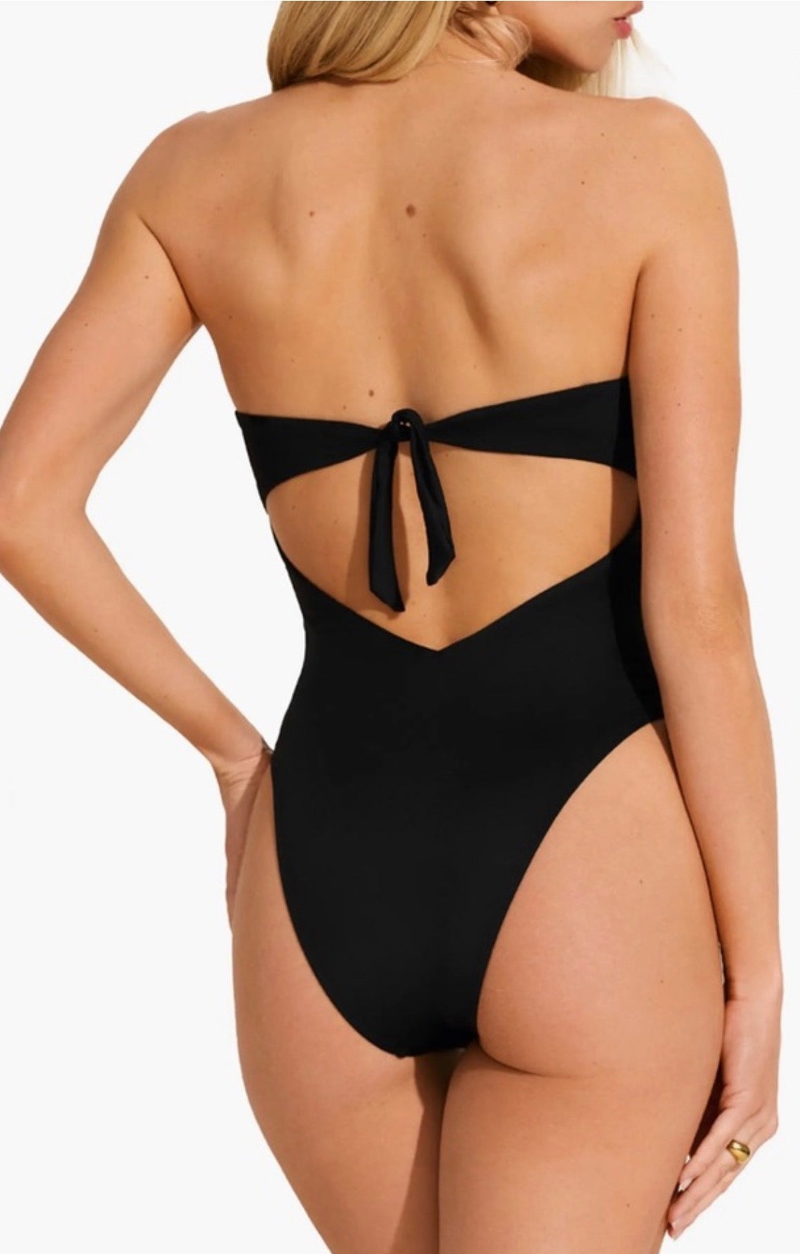 NWT Vitamin A Mabel Underwire Bandeau One Piece Black EcoLux Swimsuit XS $215