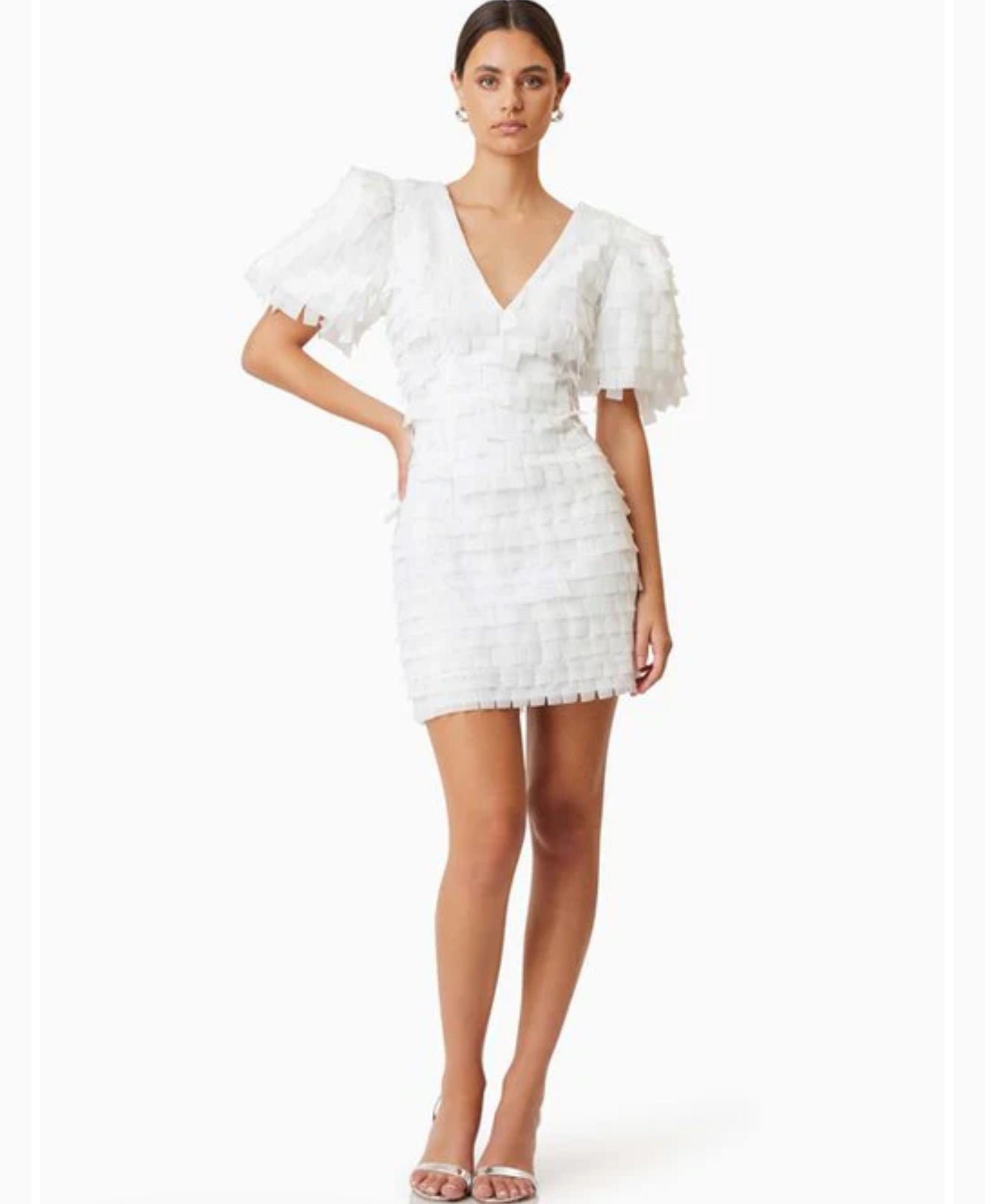 Elliatt Hailey Textured 3D Mini Dress In White Sz Medium $288