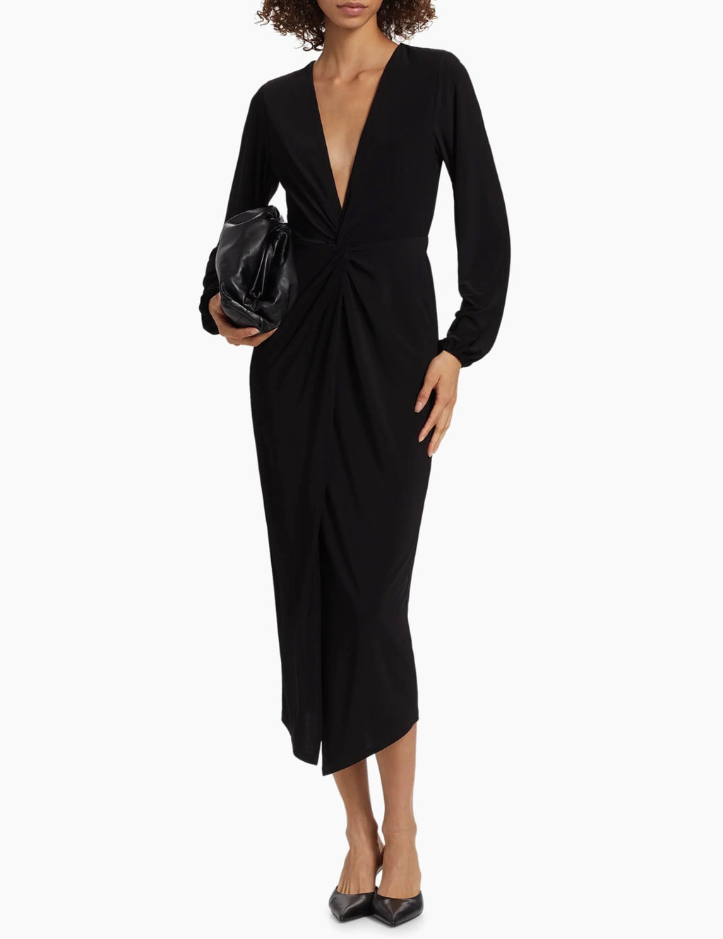 Ramy Brook
Sutton Twist-Front Jersey Midi-Dress Black sz Large $395