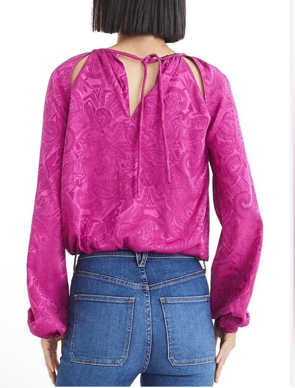 New! Veronica Beard Sionne Paisley Puff Sleeve Silk Blend Top Sz 2 $448