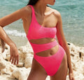 NWT Bond Eye Neon Azalea Pink Rico Cutout One Shoulder One-Piece Swimsuit $200