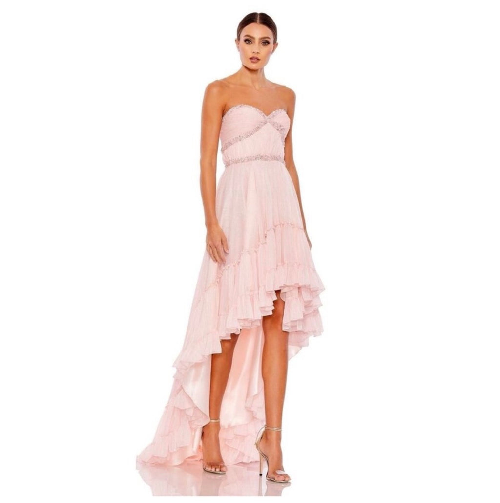 Mac Duggal 68096 Pink Strapless High Low Gown Sz 6 $498