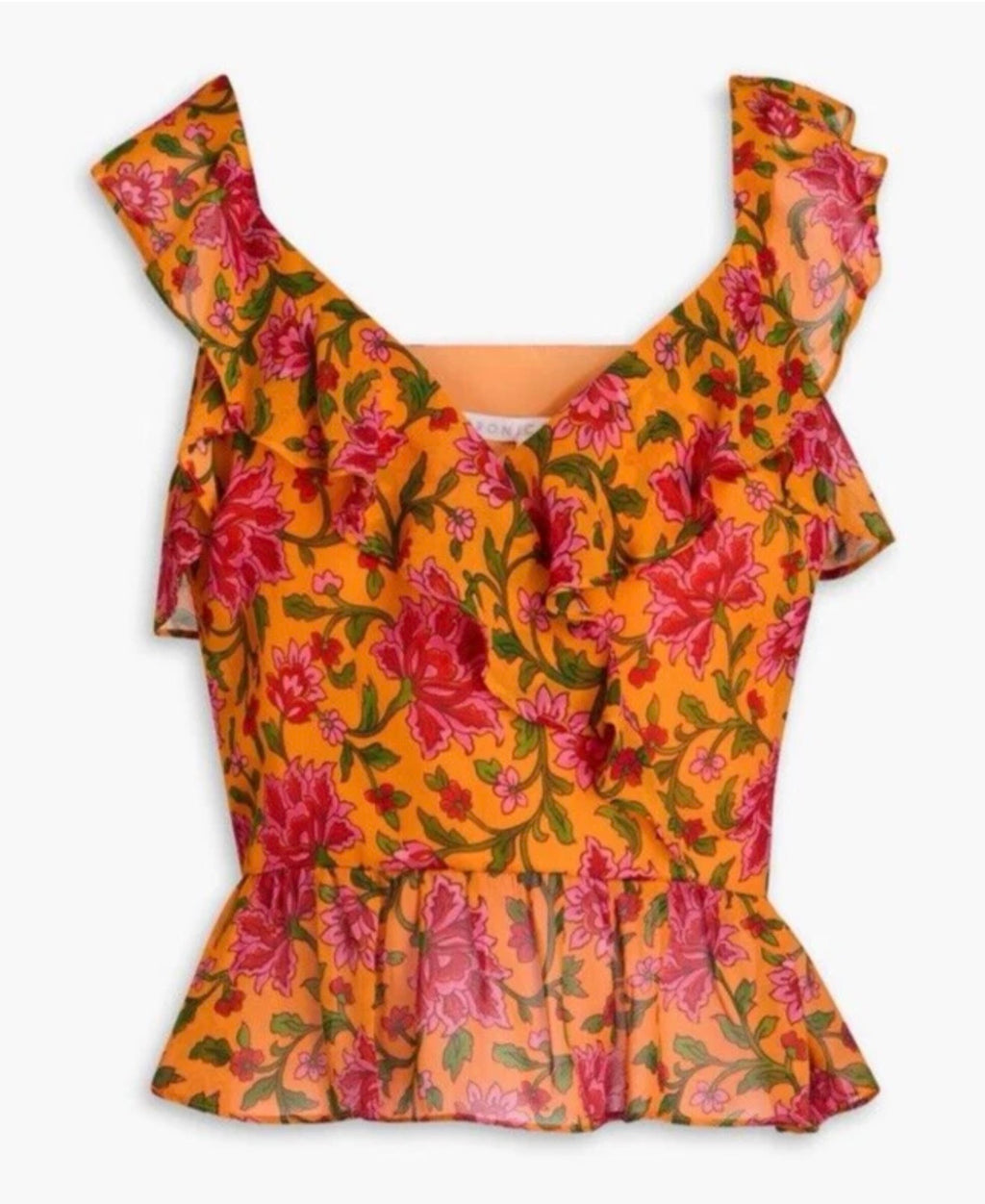 Veronica Beard Randa Ruffle Floral Silk top sz 0 $378