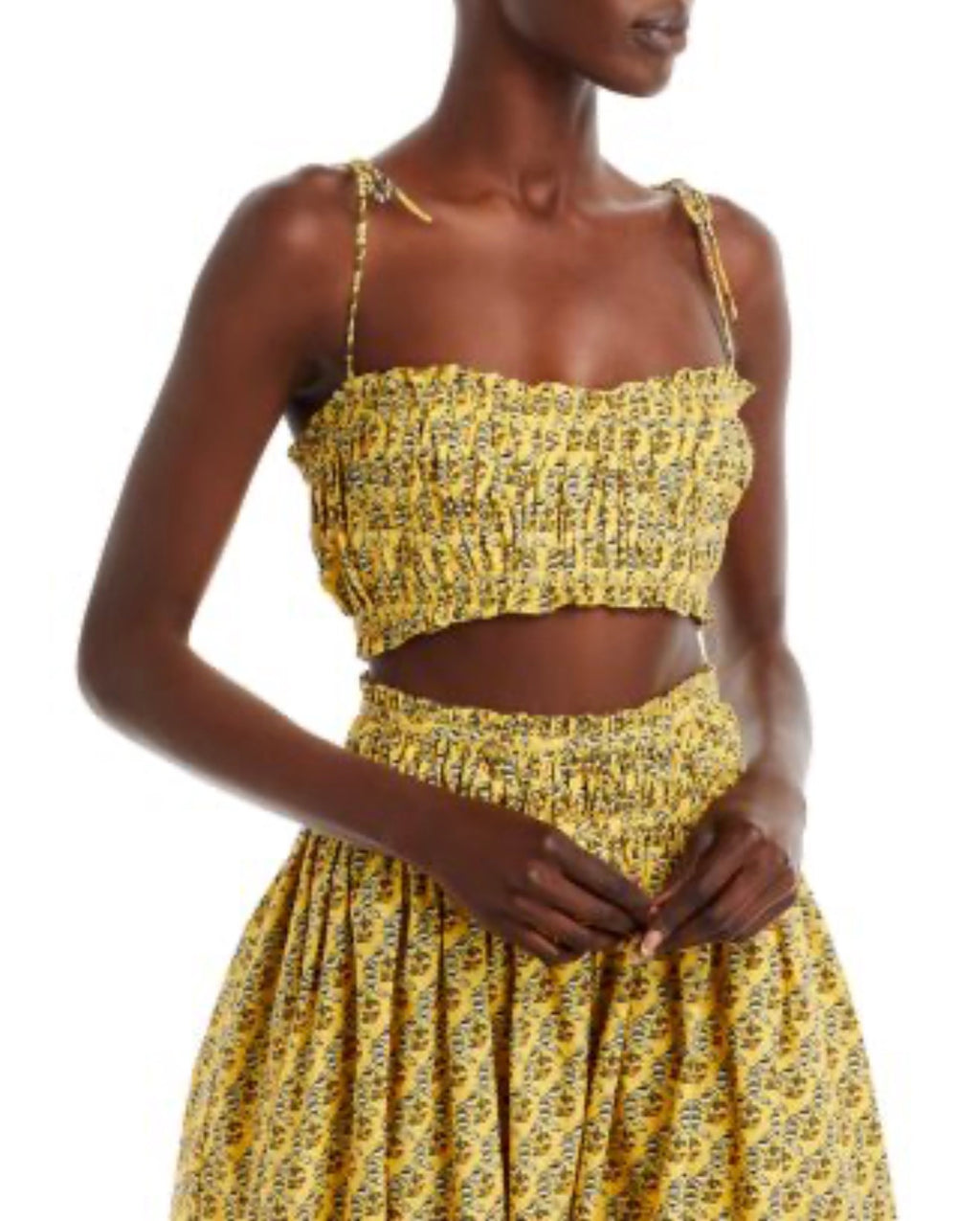 RHODE Pari Cropped Bandeau Top in Jawahat Garden Golden Mini Sz 4 $195