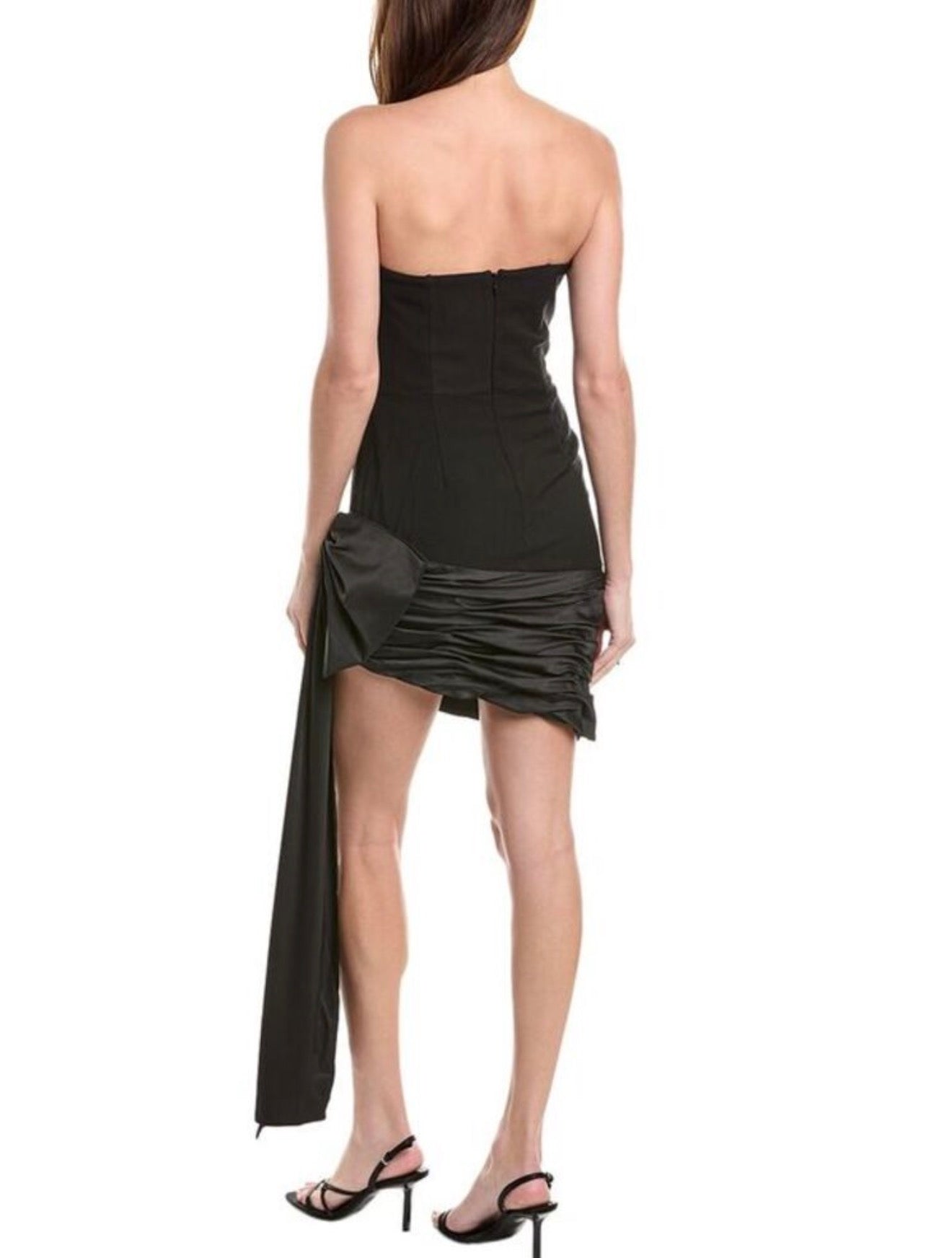Hutch Sloane Strapless Asymmetric Bow Mini Dress Black Size 10 $297