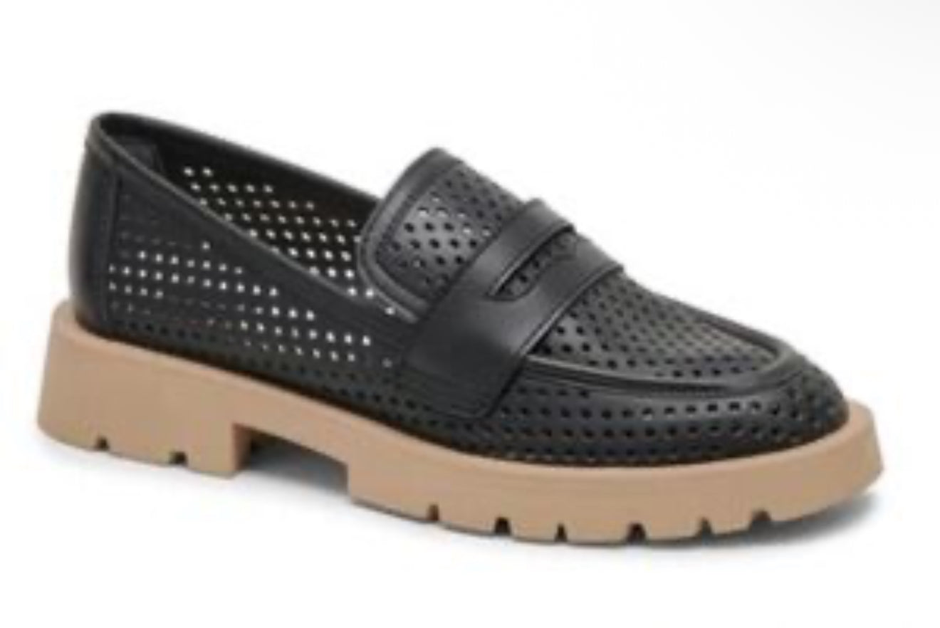 Dolce Vita Malila Black Nubuck Leather Loafer with Lug Sole Sz 9 $140