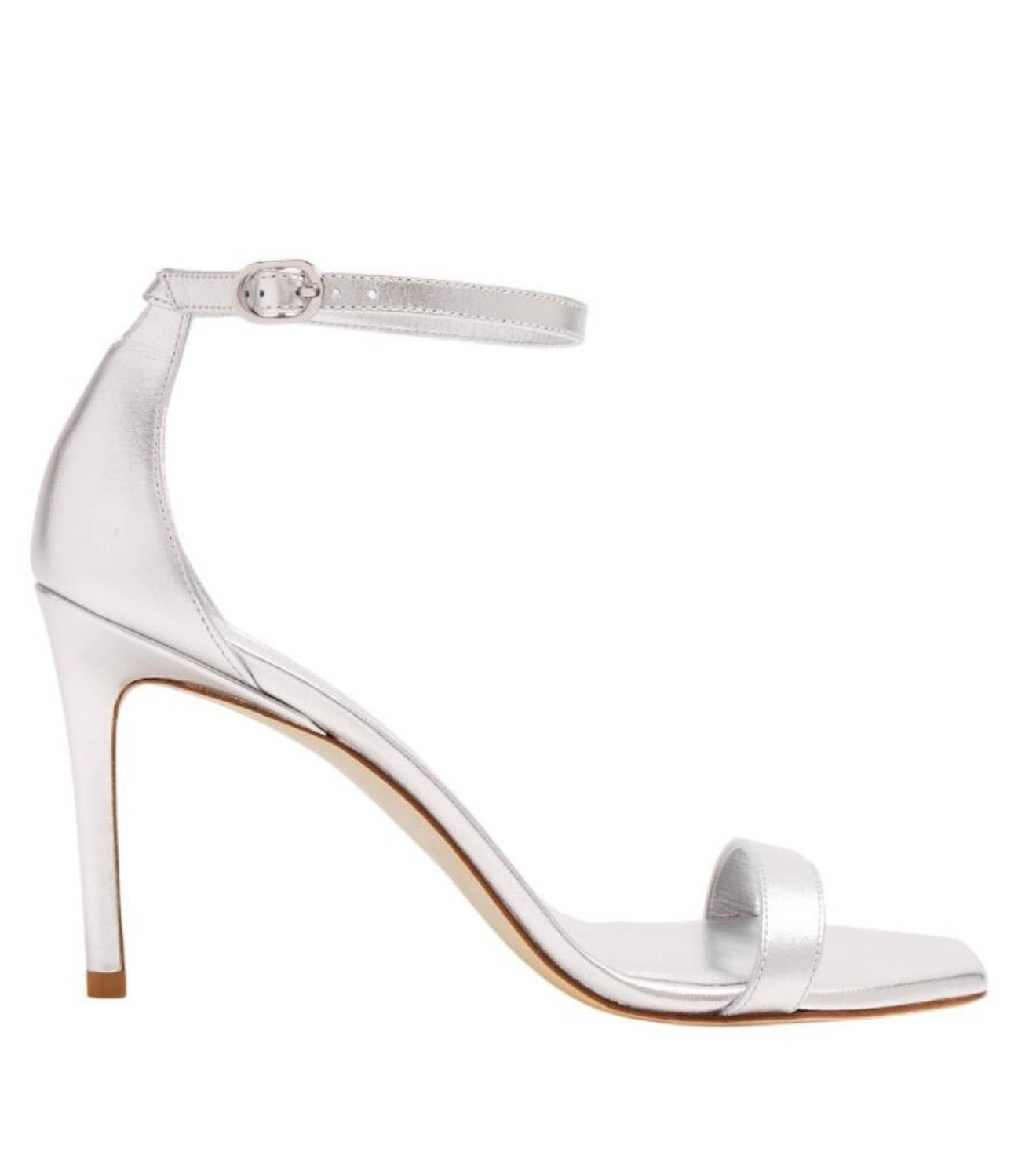 Stuart Weitzman Nunakedcurve 85 Silver Leather Sandals Size 10 $595