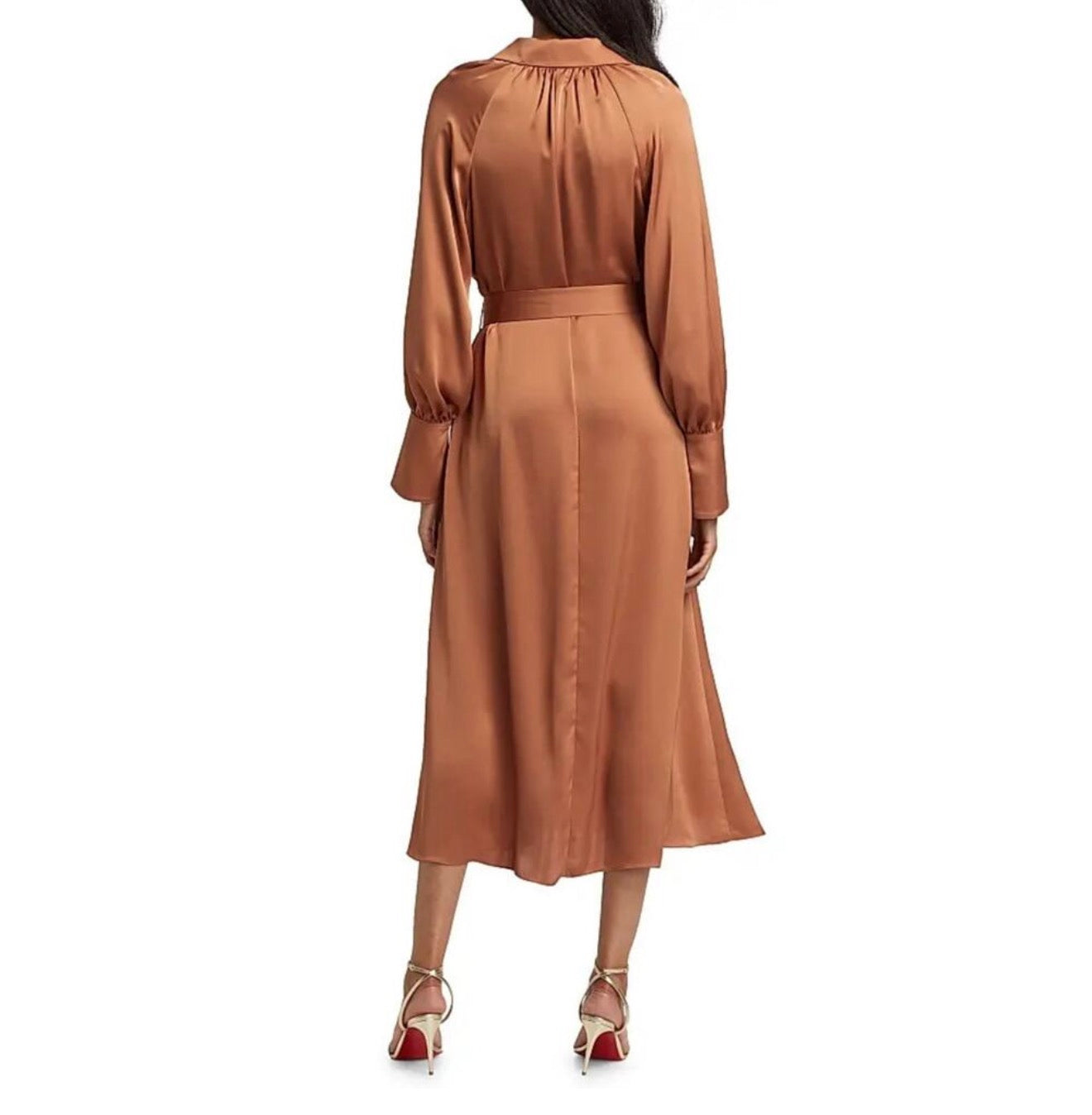 Ramy Brook Cecilia Belted Midi Dress in Sadle Sz XS $585