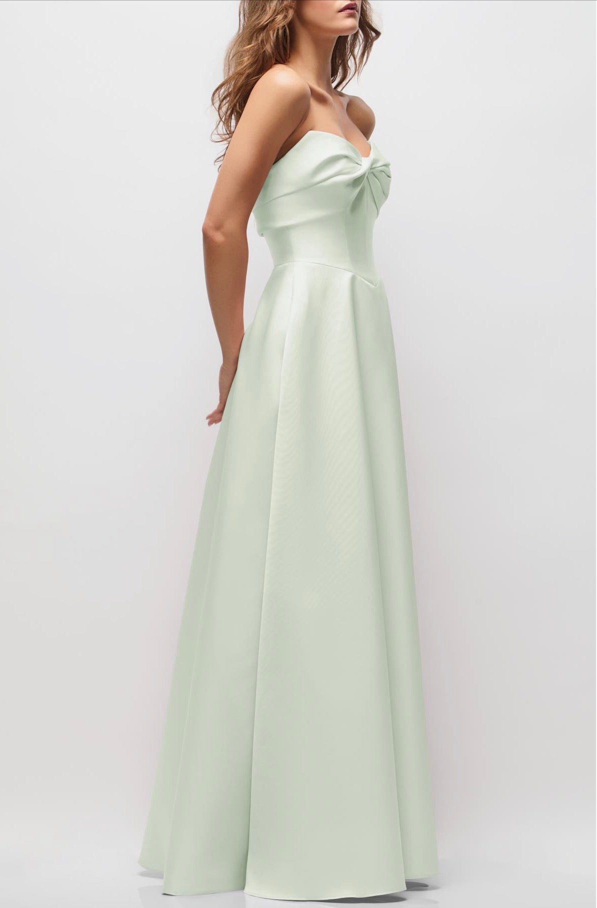 Alfred Sung Antoinette Strapless Mikado Gown – Mint Green – Size 0