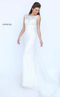 Sherri Hill Style 50069 Ivory Lace Mermaid Bridal Gown Size 2