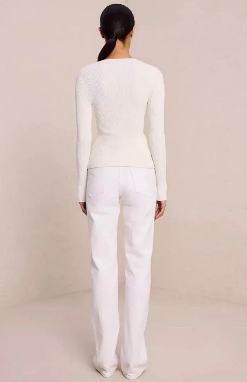 A.L.C. Miller Rib Knit Cardigan White Button Front V-Neck Sweater Small $395