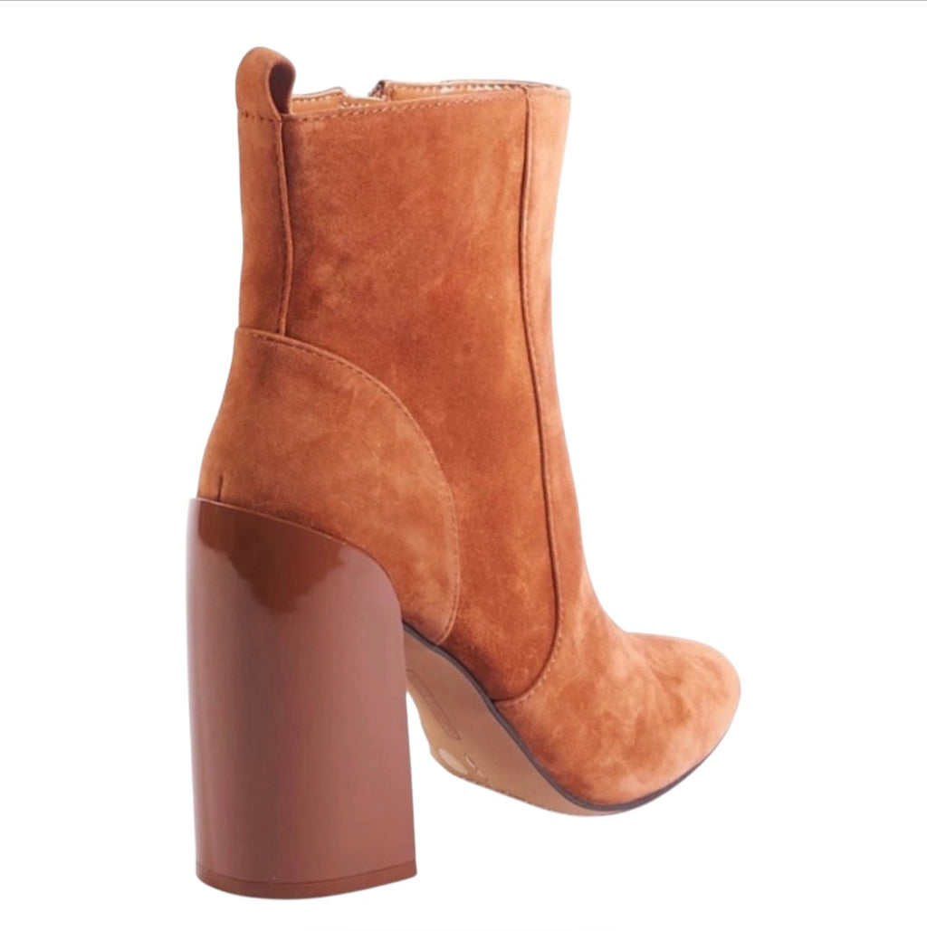 Vince Camuto Enverna Suede Leather Block Heel Bootie Sz 7