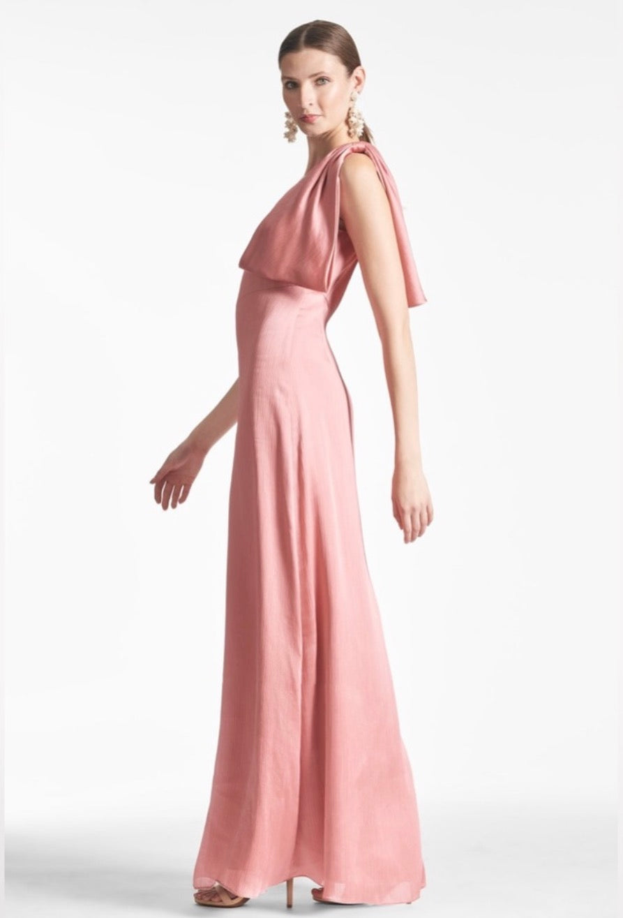 Sachin + Babi Chelsea One Shoulder Bow Gown in Rouge Sz 8 $285