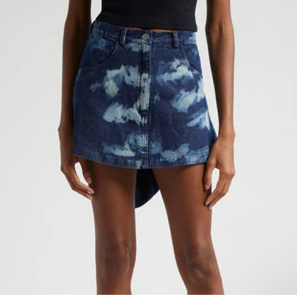 Oríré The Bubi Denim Ruffle Mini Skirt Sz 6 $225