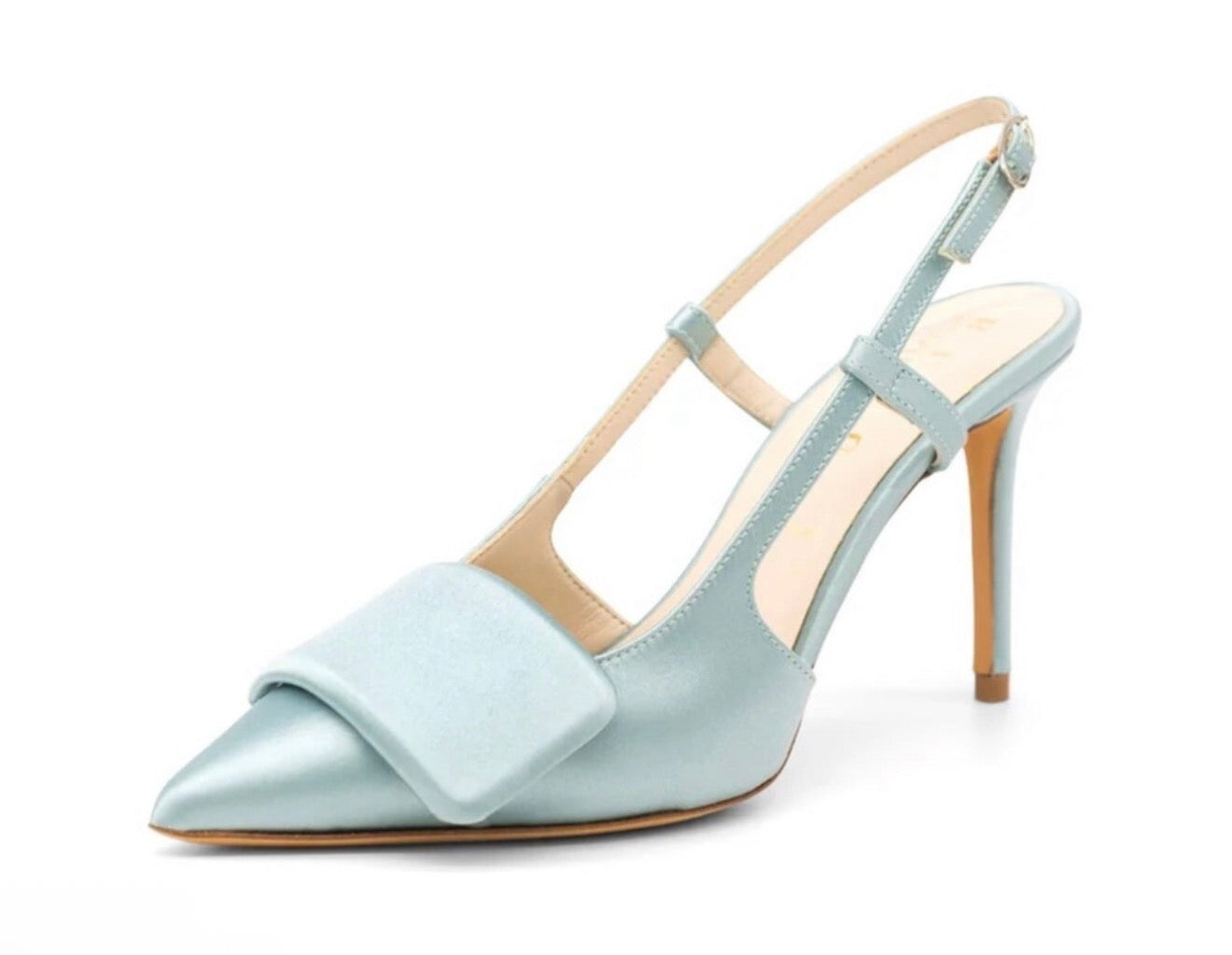 Something Bleu Halen Satin Slingback Pumps in Light Blue Sz 7
$395