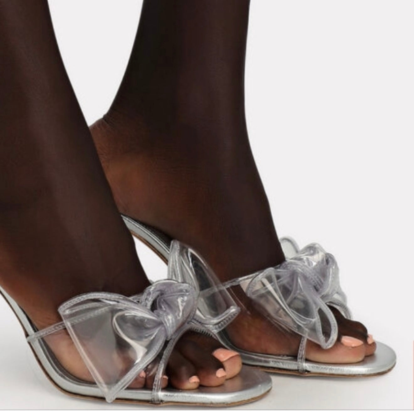 LARROUDE Mariah Mule bow sandals
Clear Silver 7.5 $350