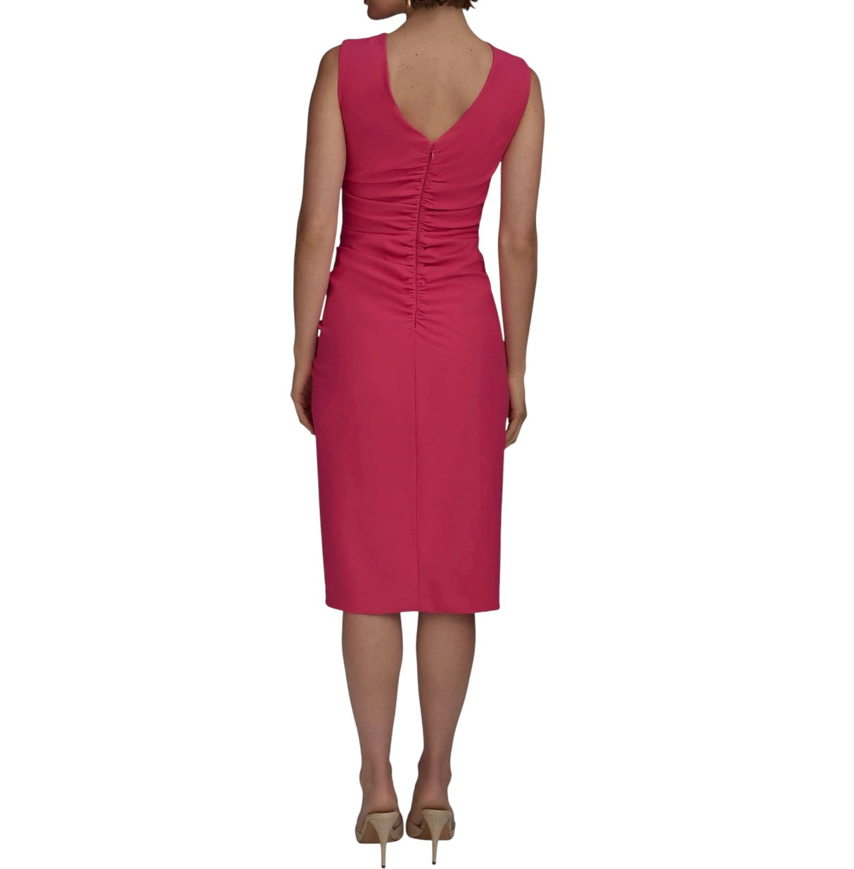 Donna Karan New York Ruched Draped Sleeveless Sheath Dress Size 8