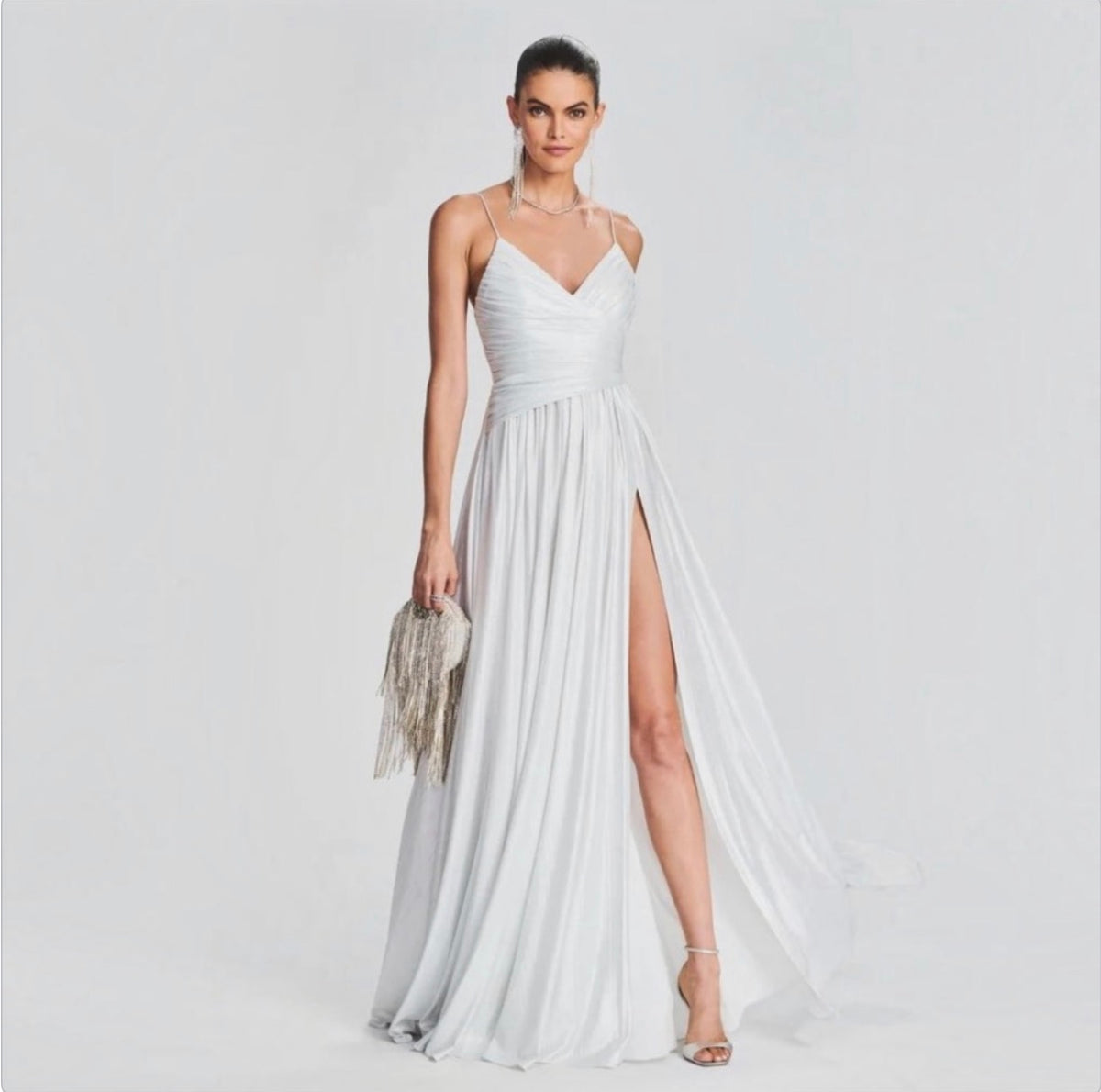 Retrofete DOSS DRESS in Silver/ White Sz Medium