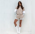 FEAT x Helen Owen Plush Half Zip Tri Color Block Sweatshirt Sz Medium $158