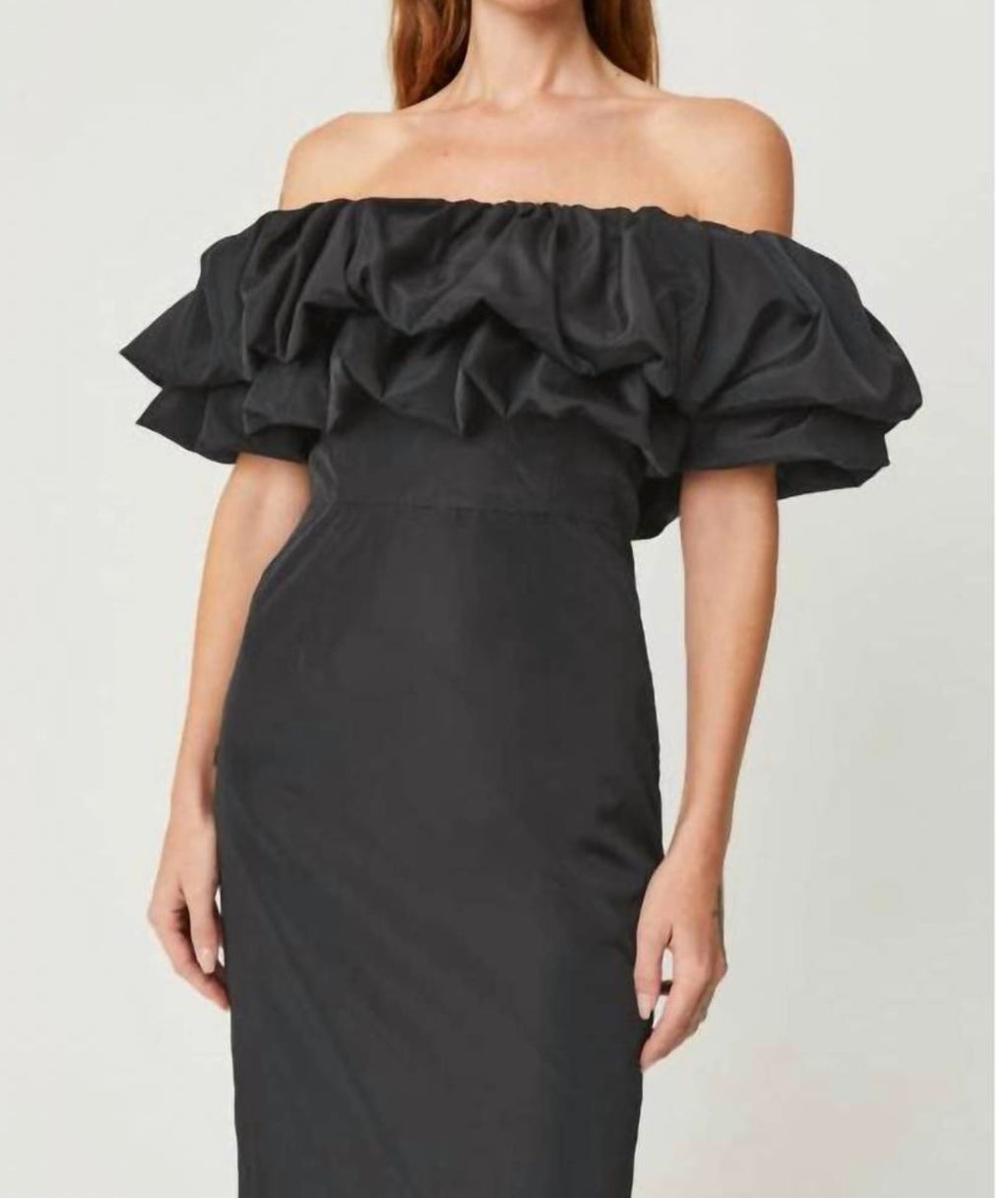 RHODE VIOLA OFF THE SHOULDER BLACK MIDI
DRESS SIZE 10 $595